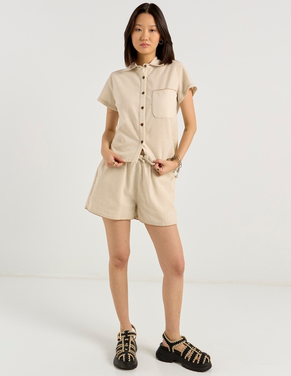 Blusa camisera manga corta para mujer 3