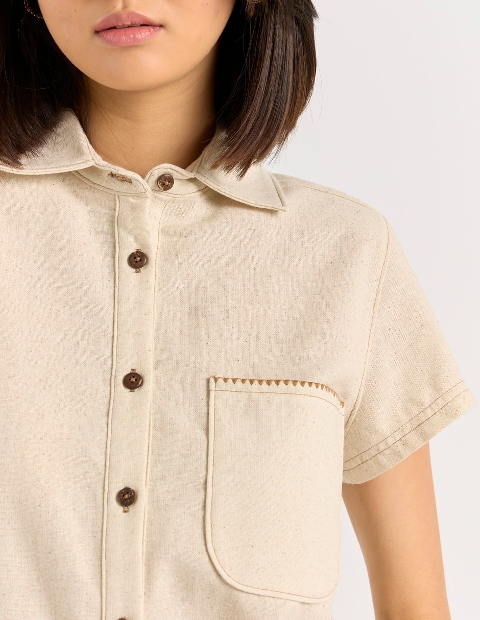 Blusa camisera manga corta para mujer 4
