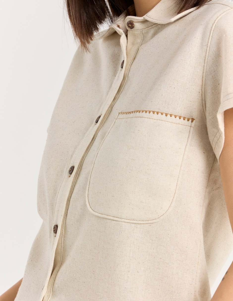 Blusa camisera manga corta para mujer 5