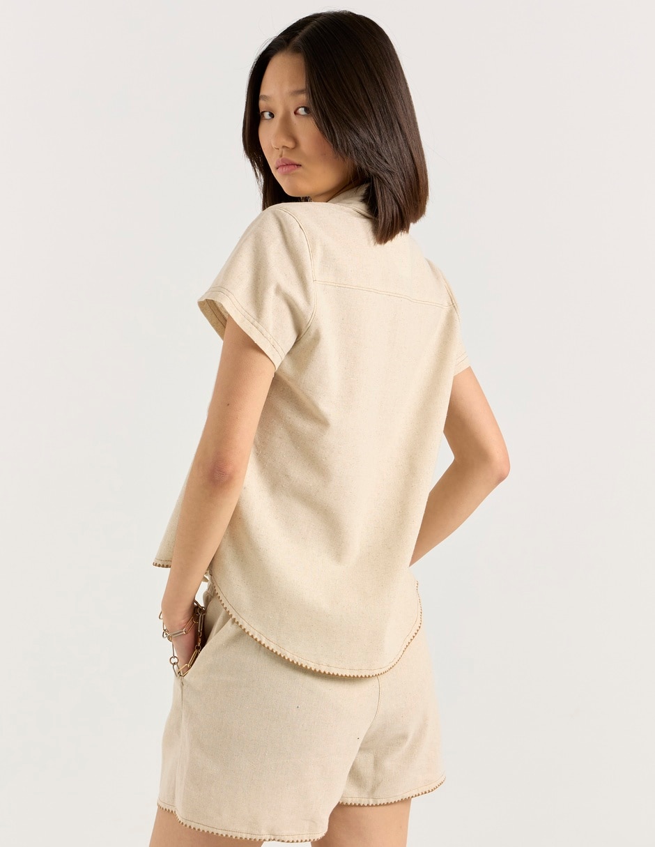 Blusa camisera manga corta para mujer 6