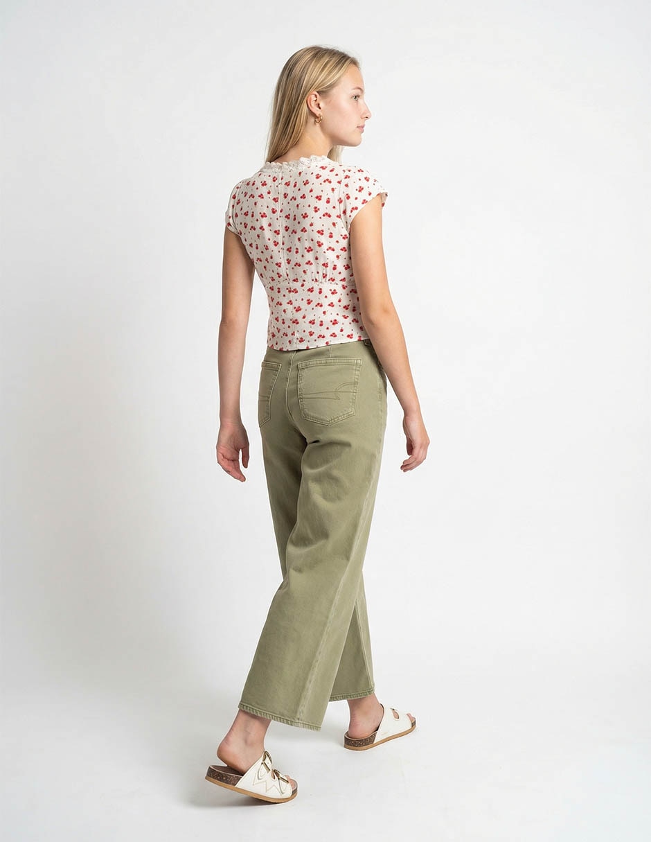 Jeans wide leg cintura media para mujer 2