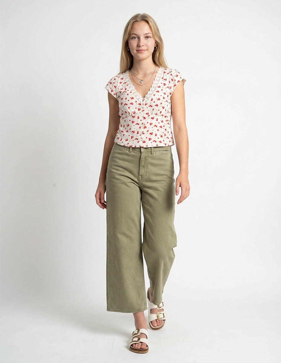Jeans wide leg cintura media para mujer 3