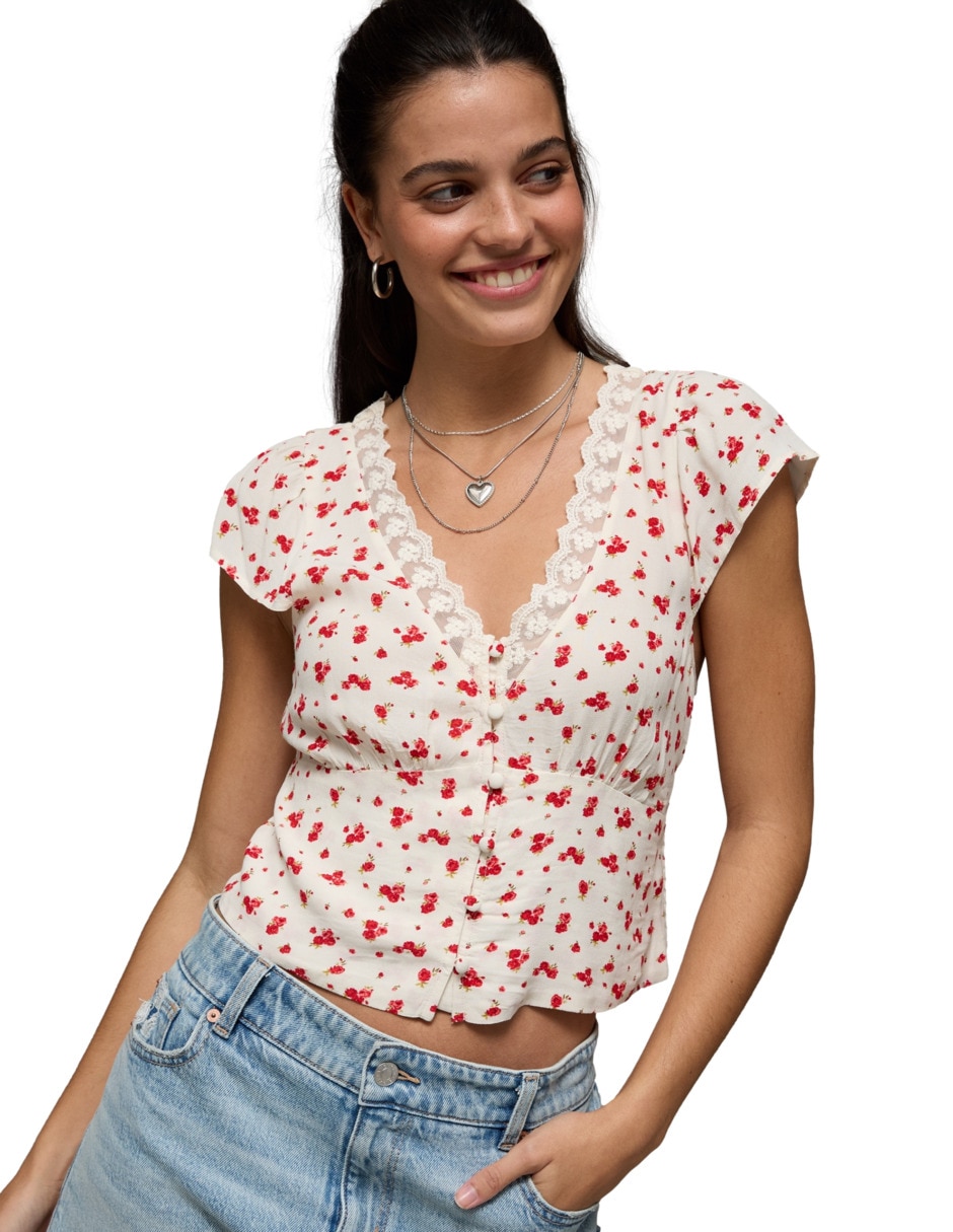 Blusa manga corta para mujer