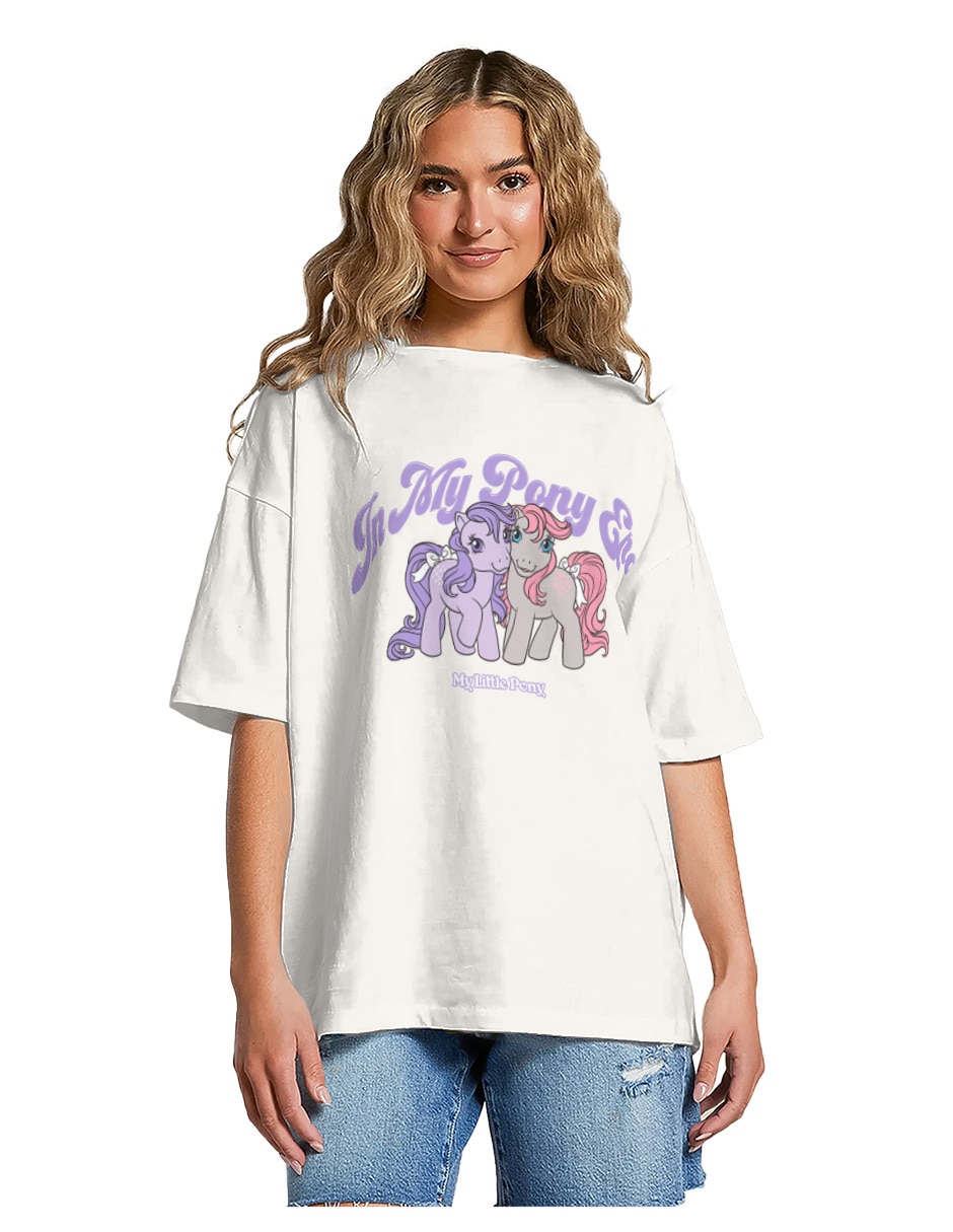 Playera manga corta Caricaturas cuello redondo para mujer
