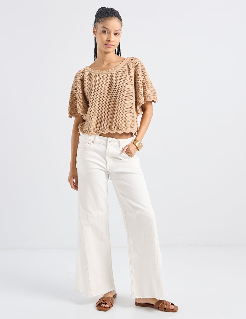Jeans flare a la cintura para mujer