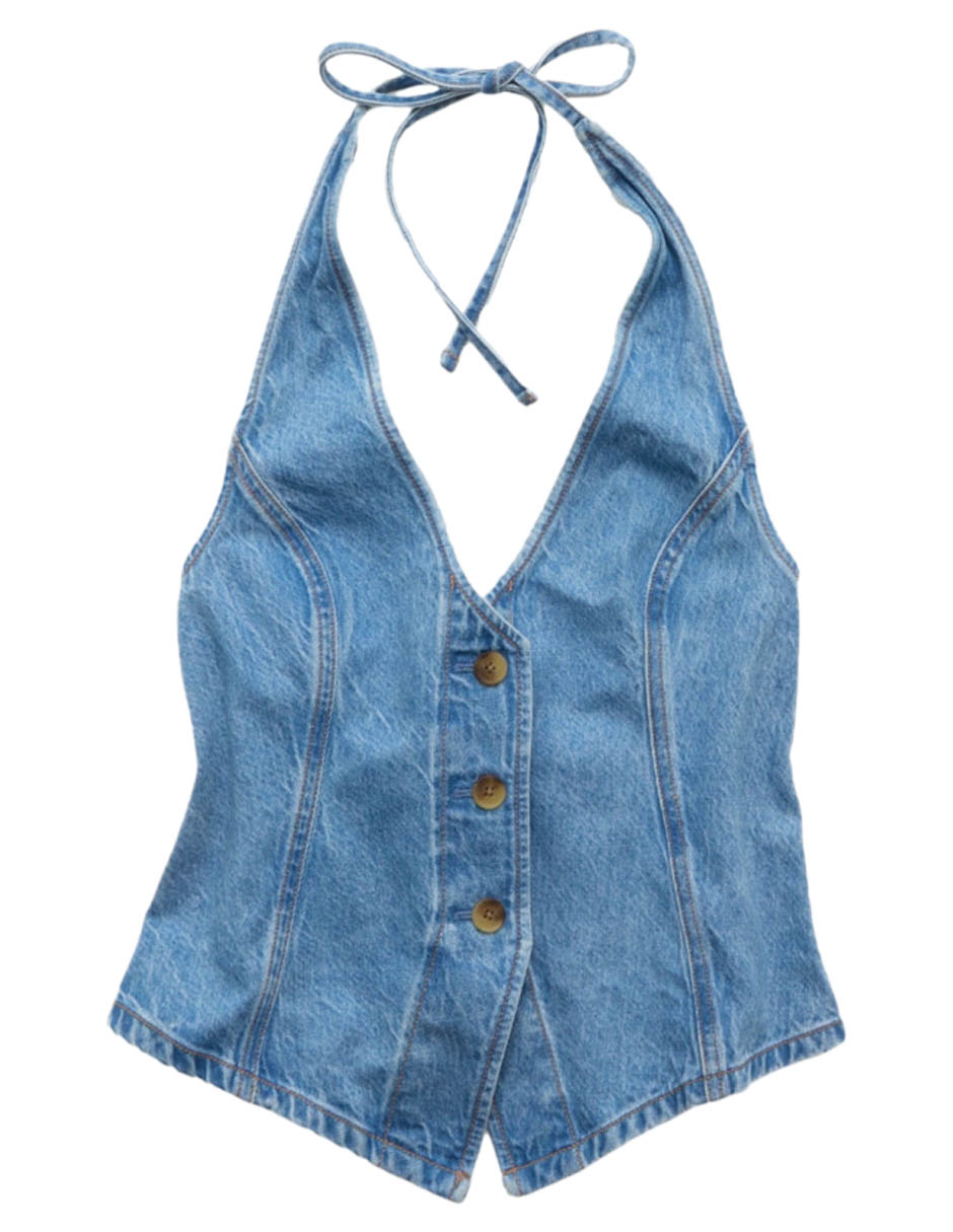 Top cuello halter escote espalda abierta tirante delgado 2