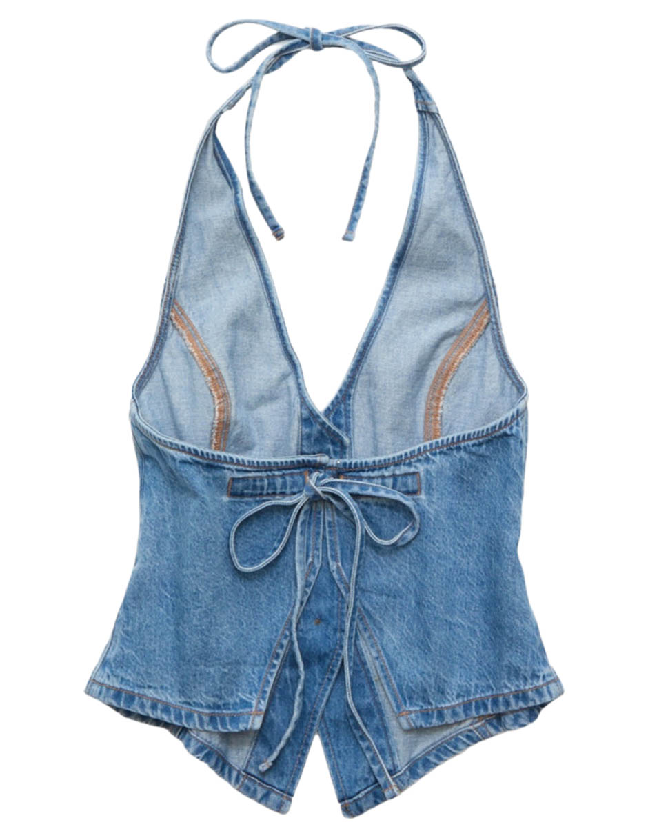 Top cuello halter escote espalda abierta tirante delgado 3