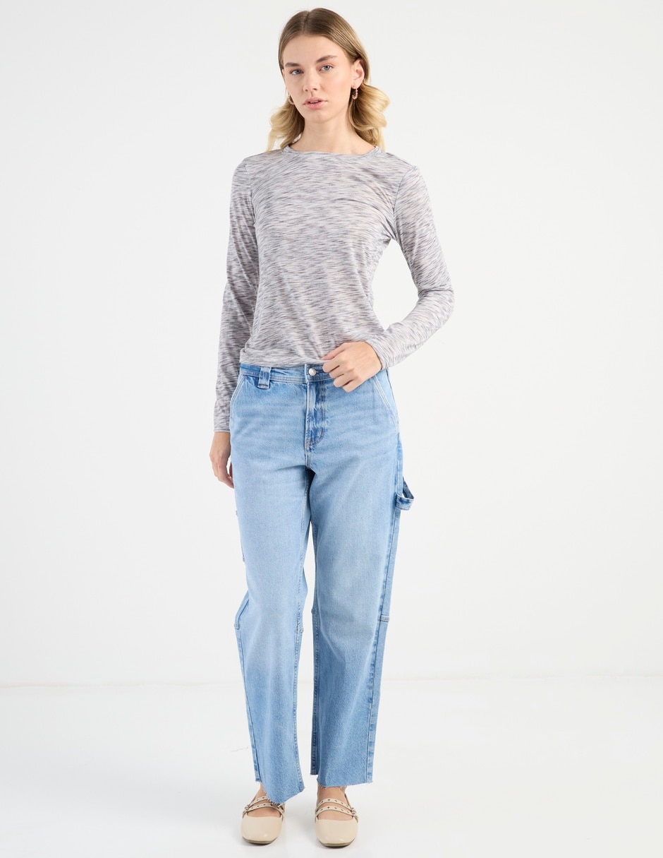 Jeans amplio cintura media para mujer 3