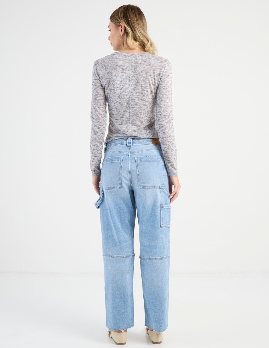 Jeans amplio cintura media para mujer 6
