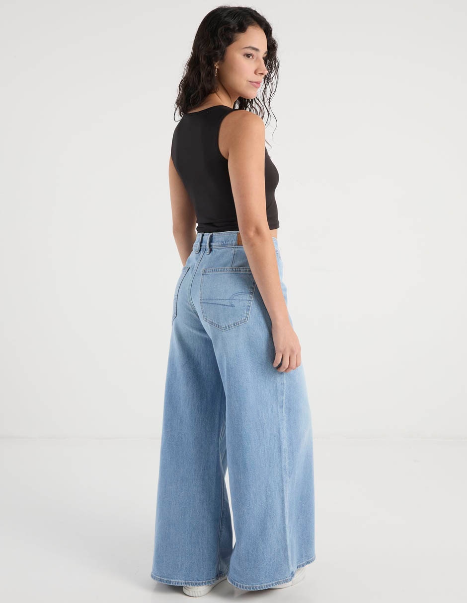 Jeans wide leg cintura media para mujer 6