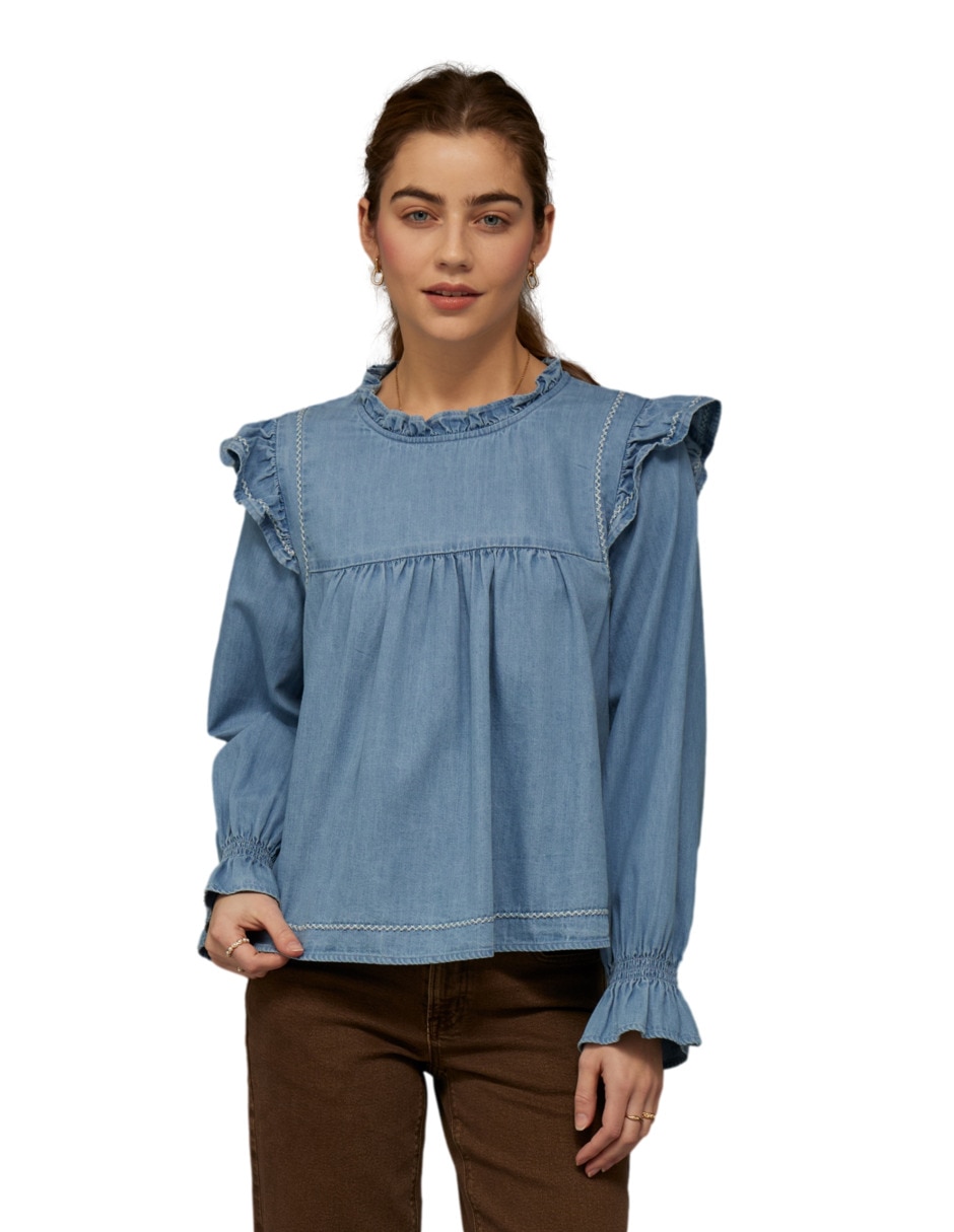 Blusa manga larga para mujer