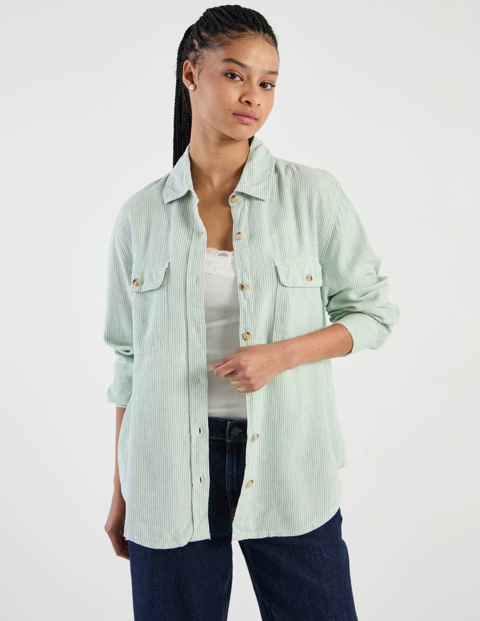 Blusa camisera manga larga para mujer