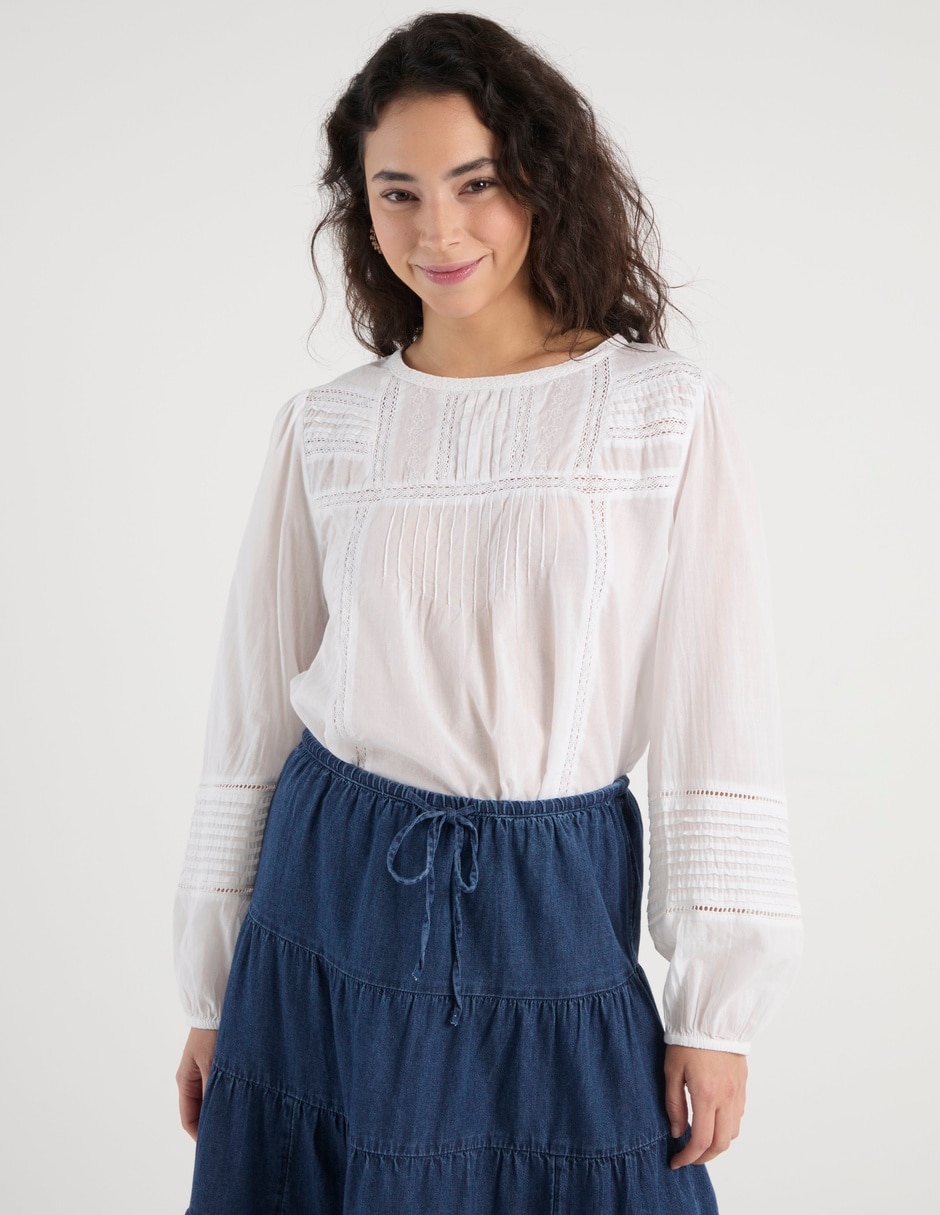 Blusa manga larga para mujer