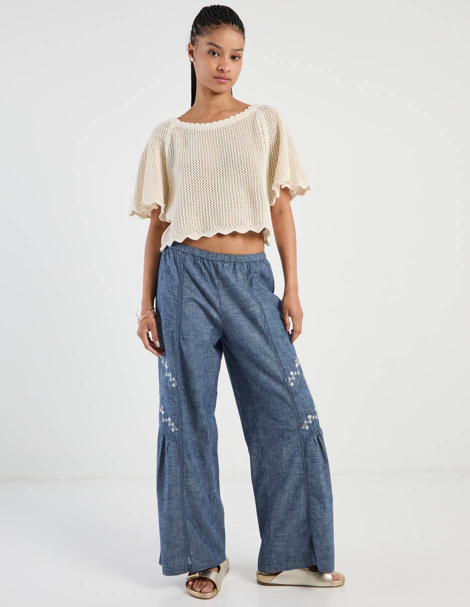 Pantalón acampanado straight para mujer