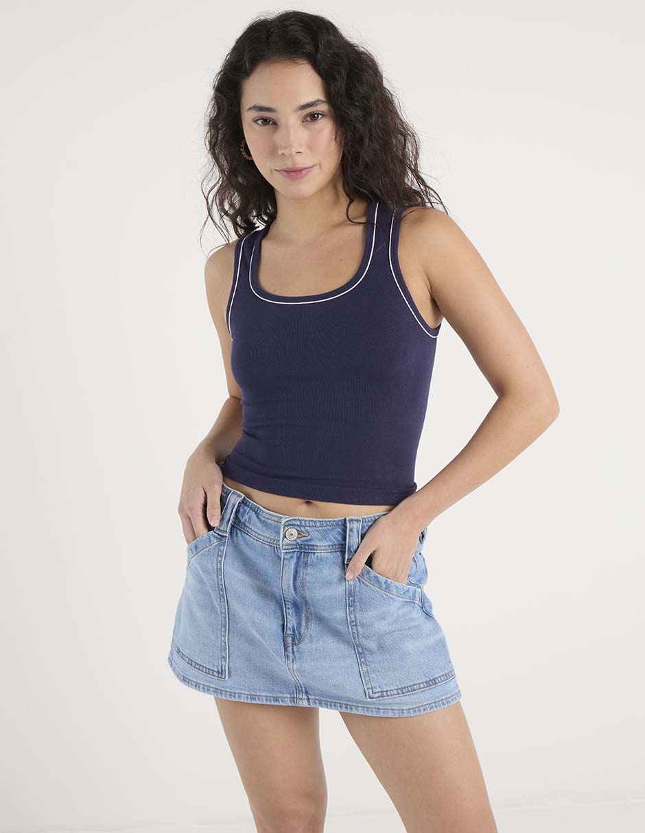 Falda short mini a la cintura