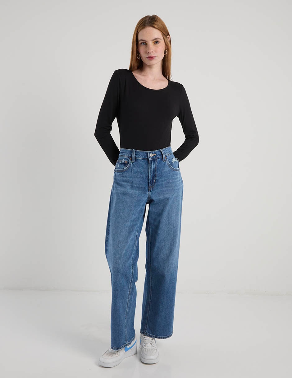 Jeans relaxed amplio cintura para mujer
