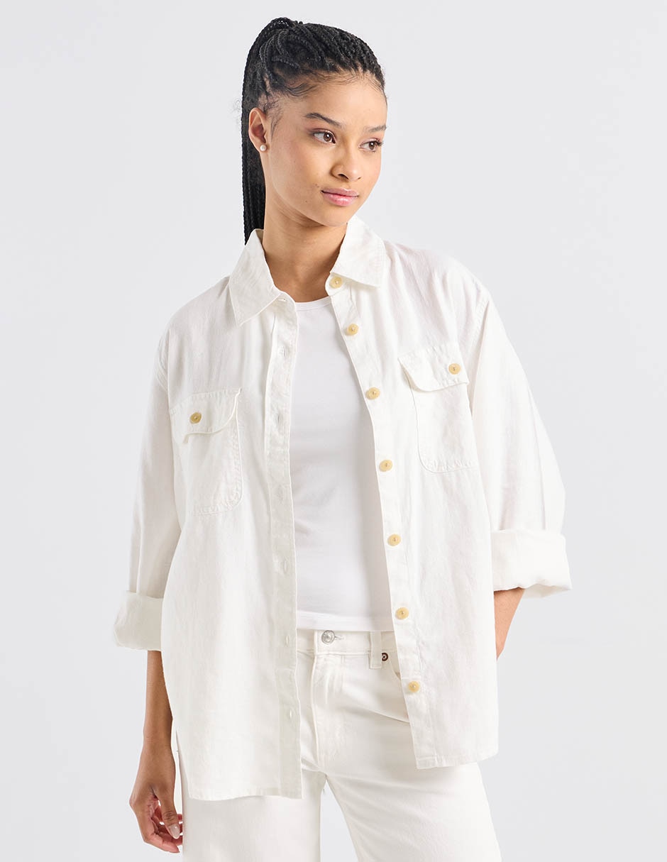 Blusa camisera manga larga para mujer
