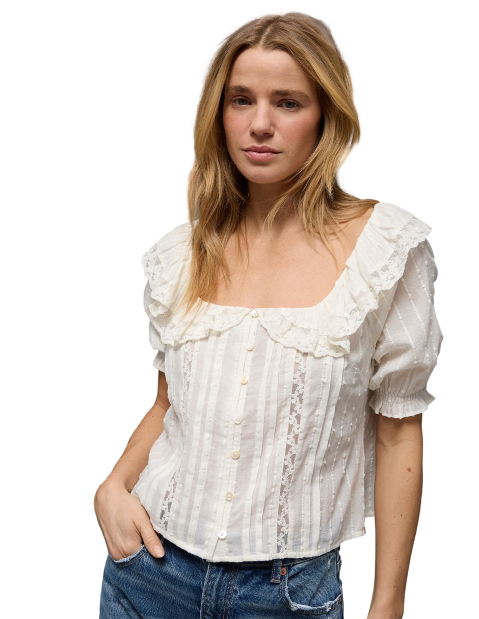 Blusa manga corta para mujer