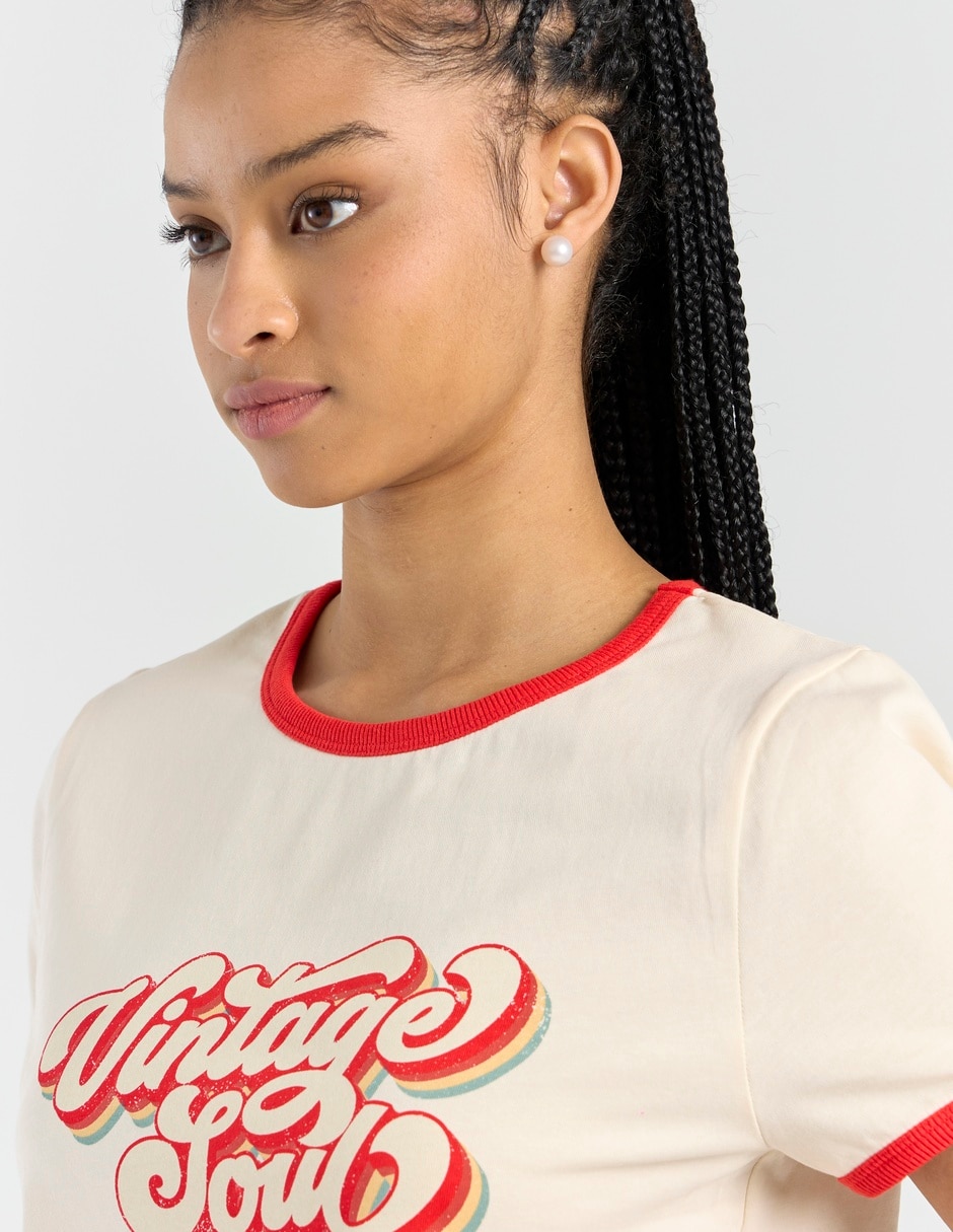 Blusa manga corta cuello redondo para mujer 4