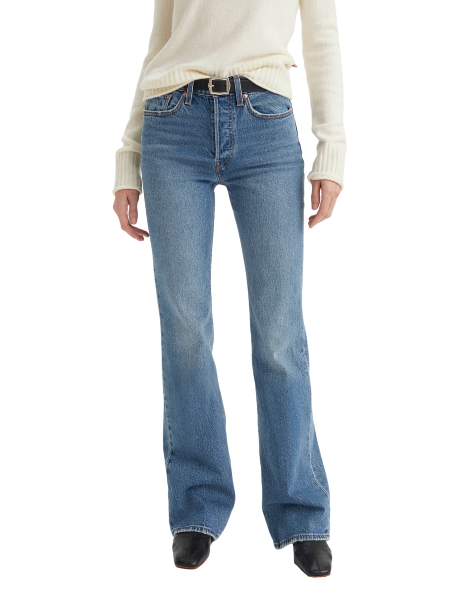 Jeans wide leg wedgie boot para mujer