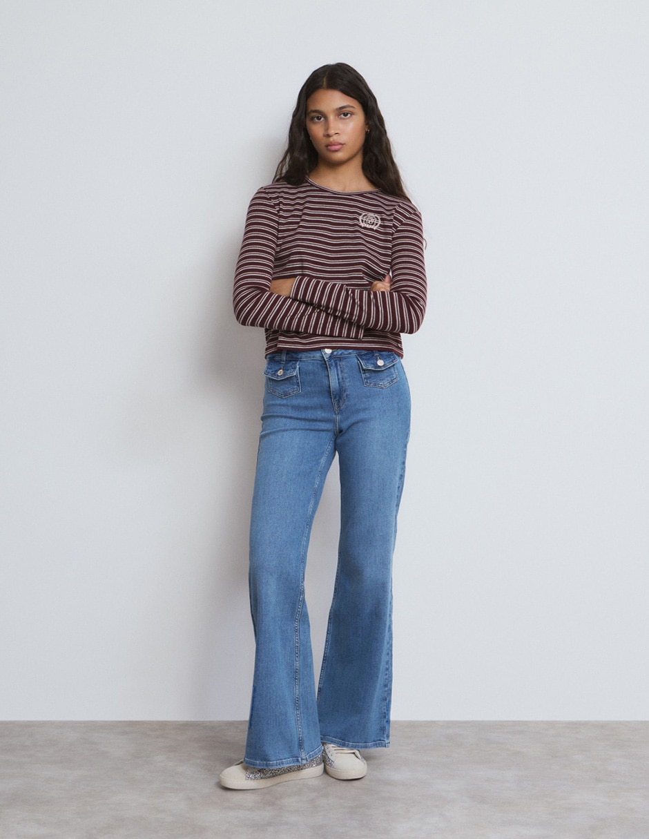 Jeans acampanado straight S26-0780-001-502 para mujer 2