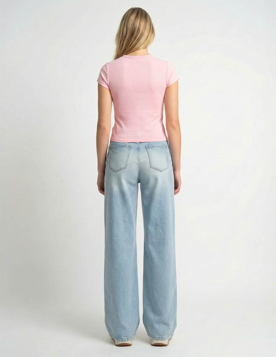 Jeans amplio cintura alta para mujer 2
