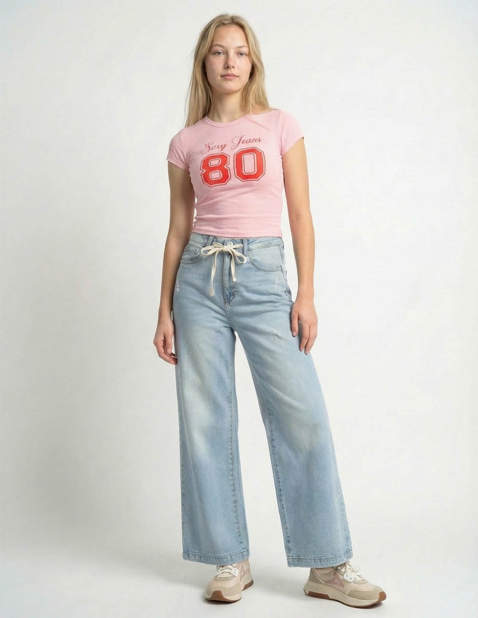 Jeans amplio cintura alta para mujer 3