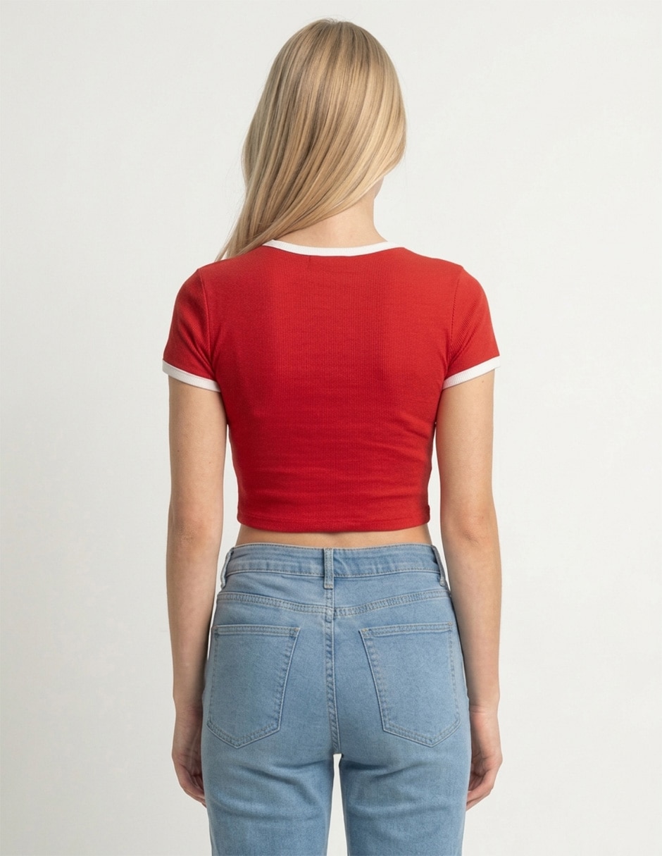 Playera manga corta cuello redondo para mujer 2