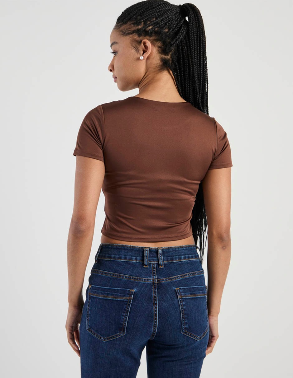 Playera manga corta cuello redondo para mujer 6