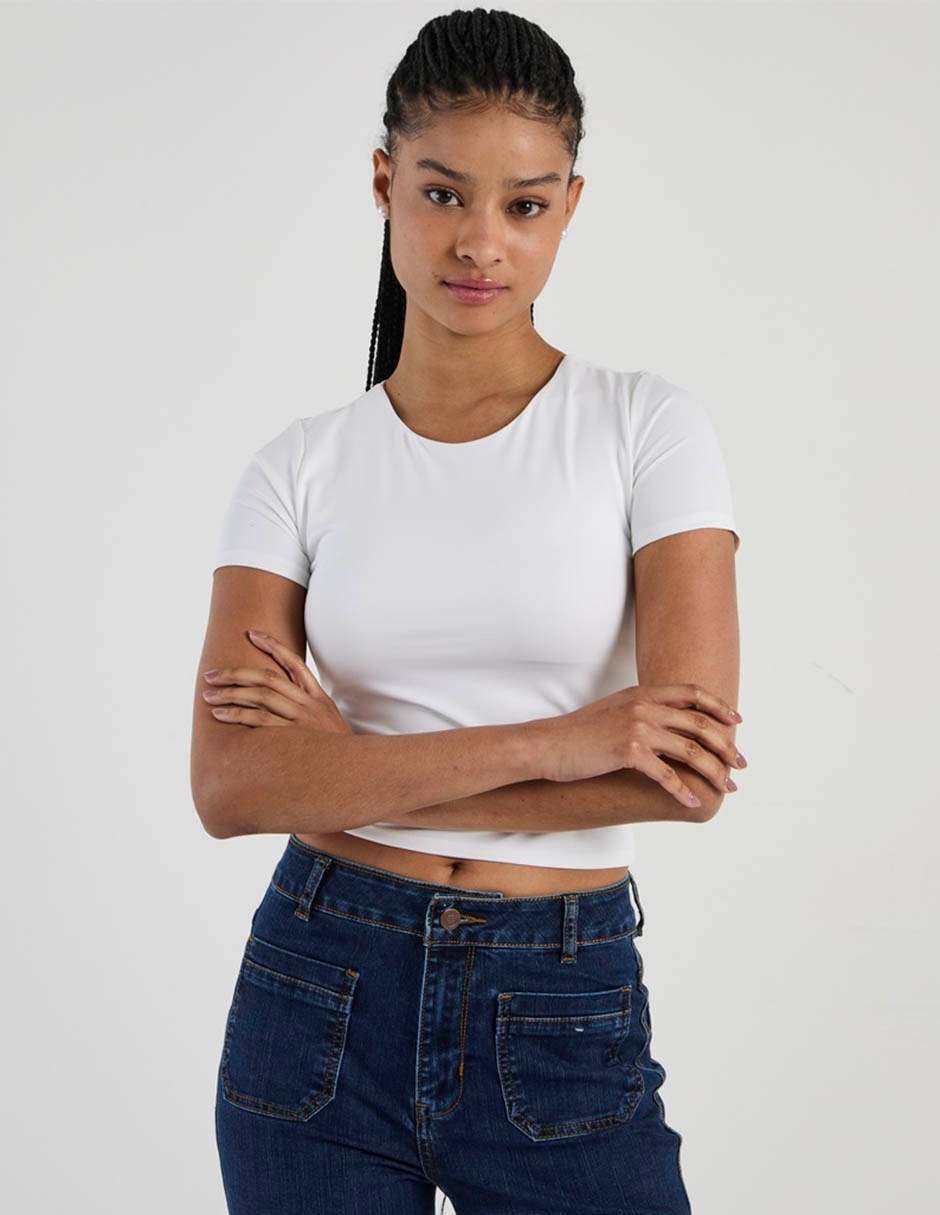 Playera manga corta cuello redondo para mujer 2