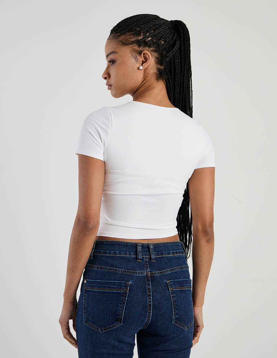 Playera manga corta cuello redondo para mujer 6