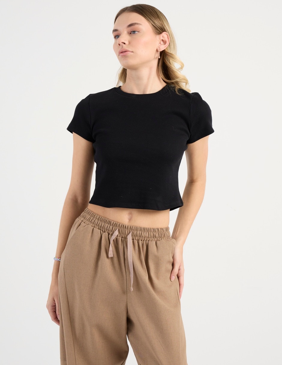 "playera" "manga" corta ninguno "cuello" redondo "para mujer"