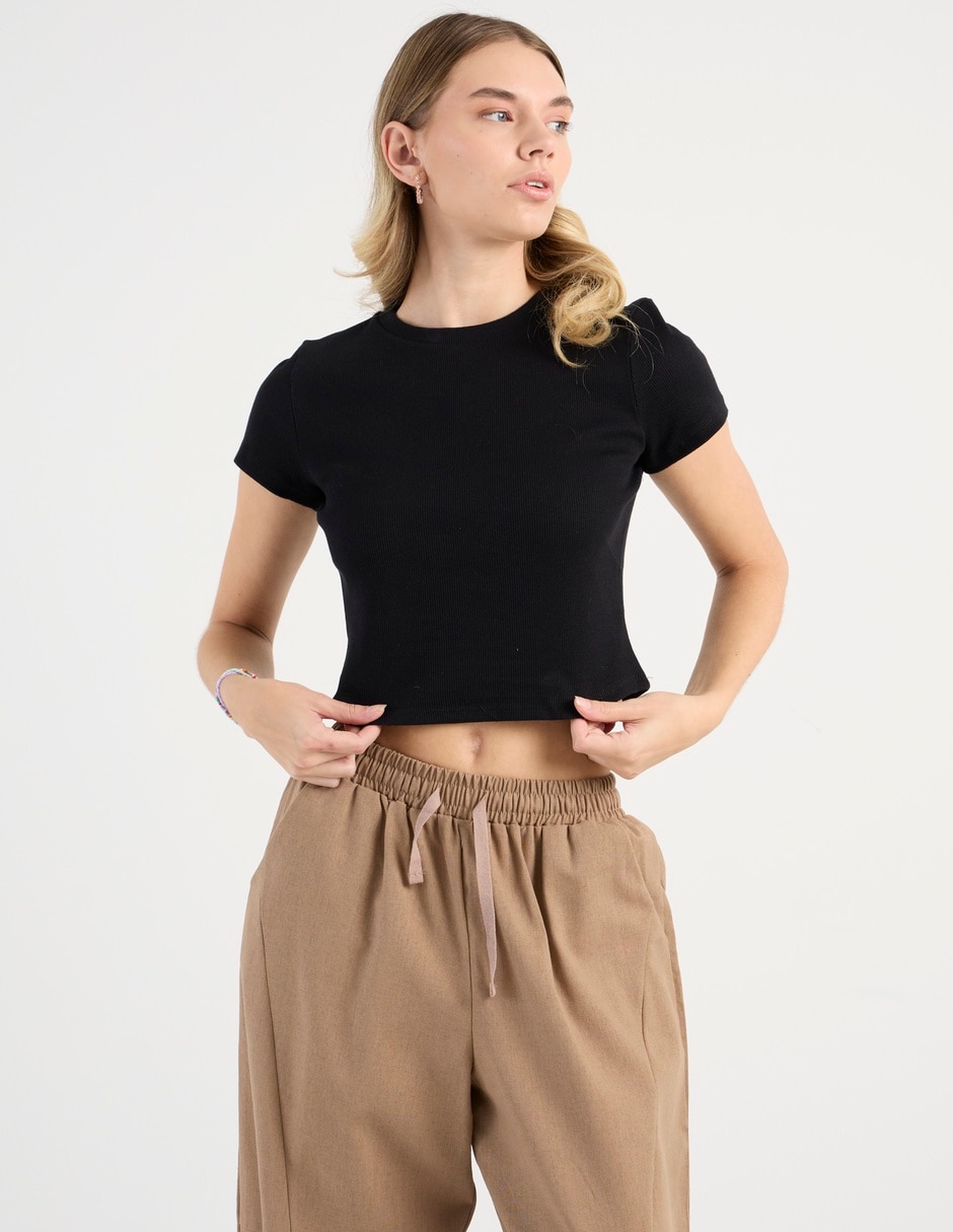 "playera" "manga" corta ninguno "cuello" redondo "para mujer" 2