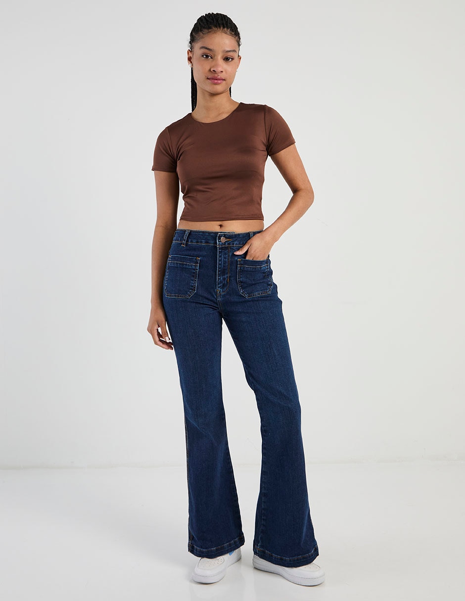 Jeans acampanado cintura para mujer