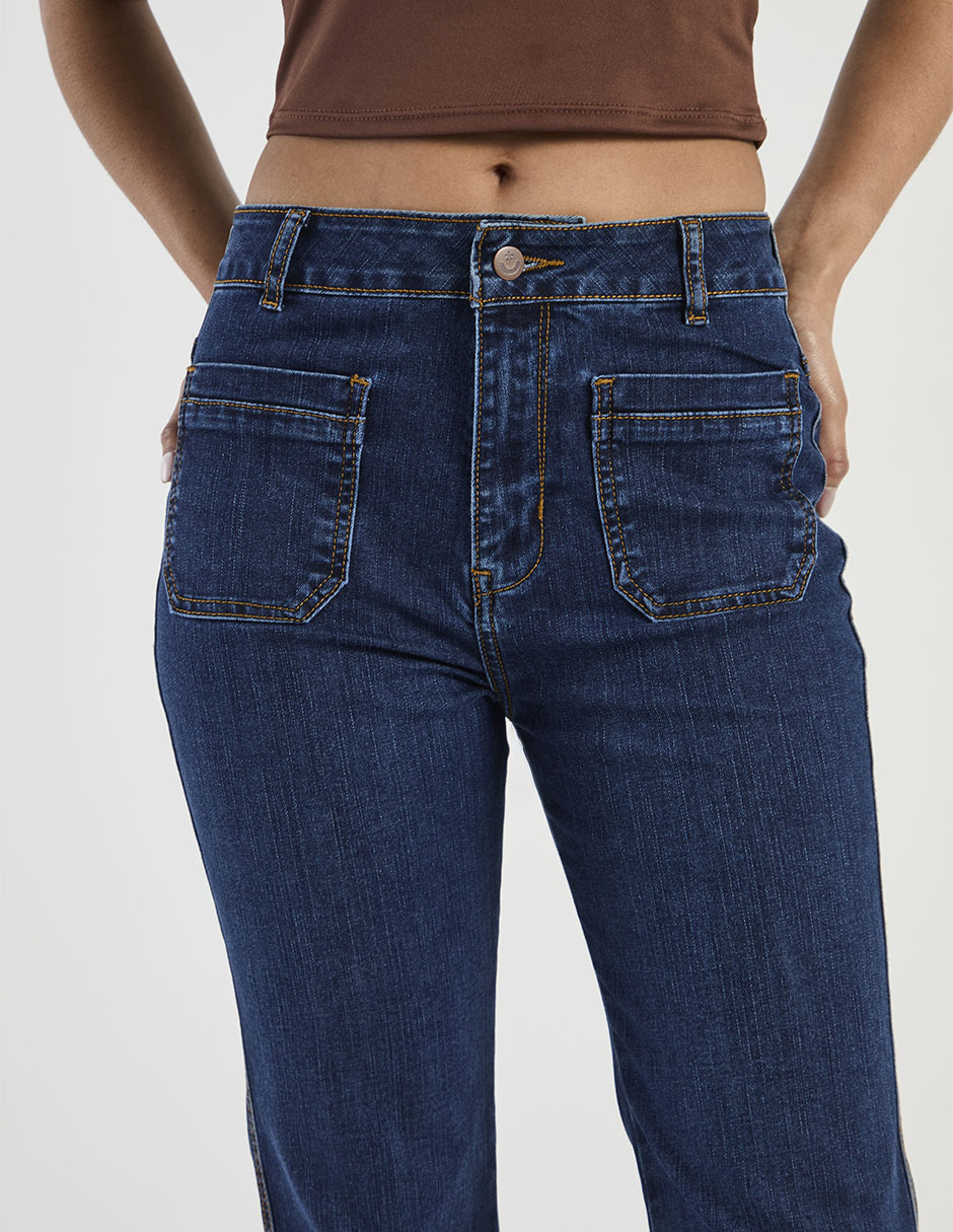 Jeans acampanado cintura para mujer 4