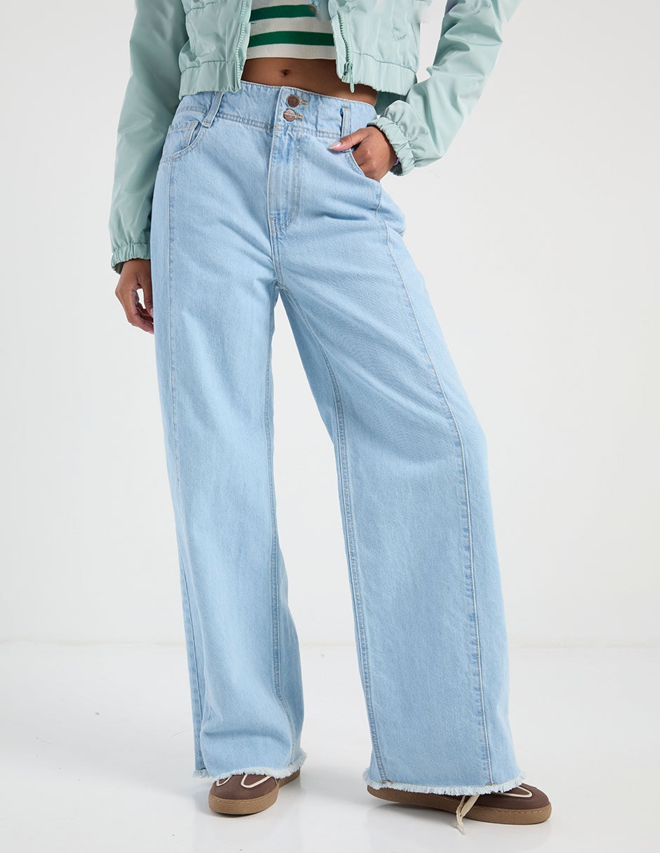 Jeans relaxed wide leg cintura baja para mujer