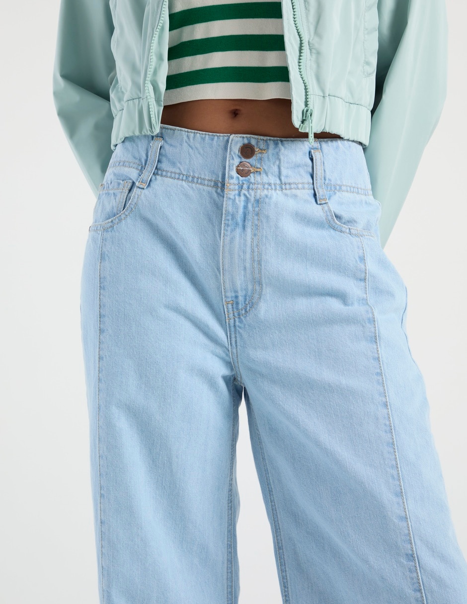 Jeans relaxed wide leg cintura baja para mujer 4