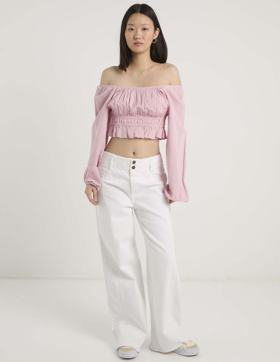 Jeans amplio cintura baja para mujer 2