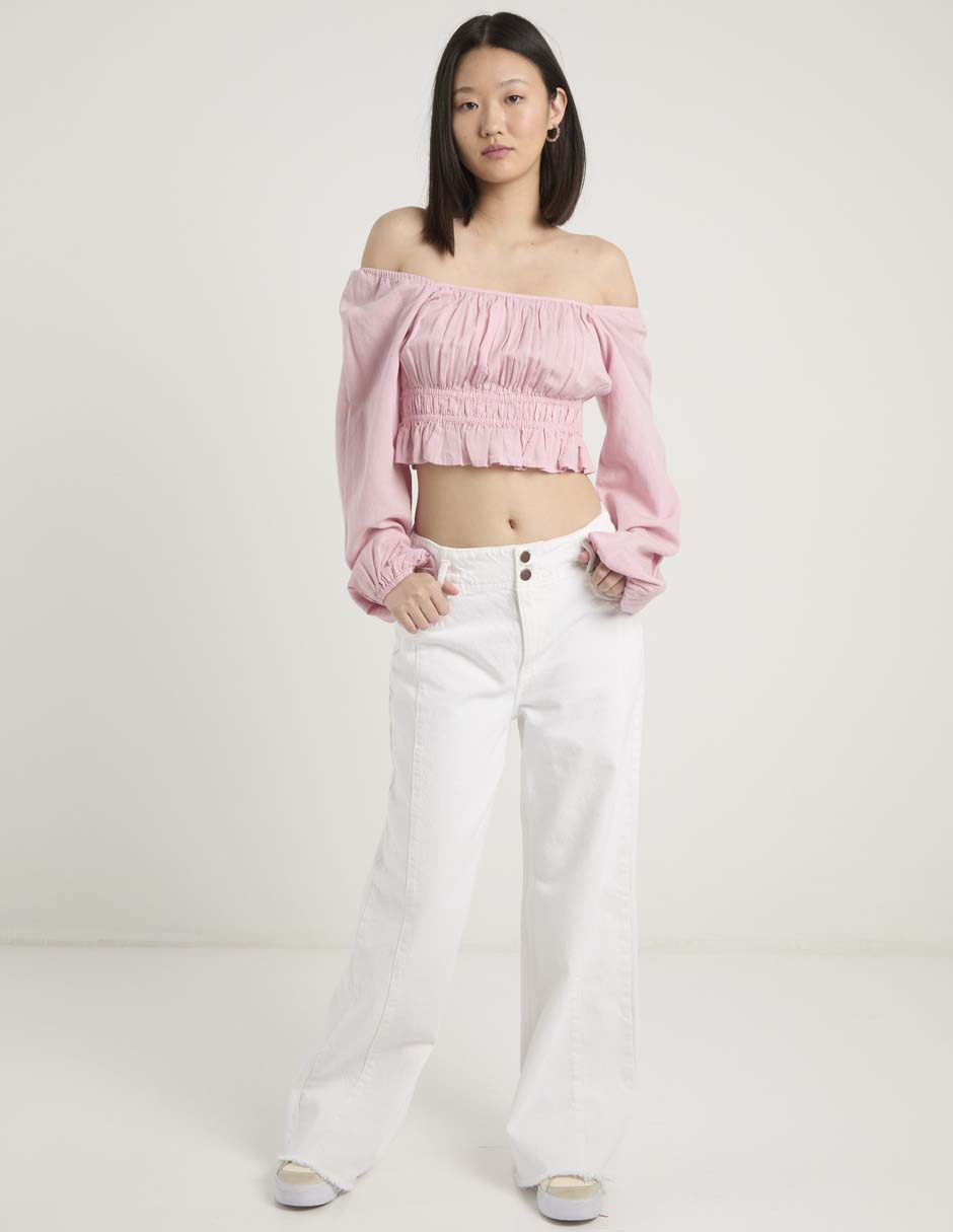 Jeans amplio cintura baja para mujer 3
