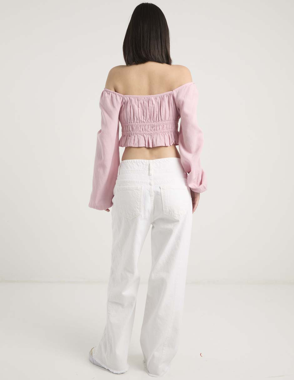 Jeans amplio cintura baja para mujer 6