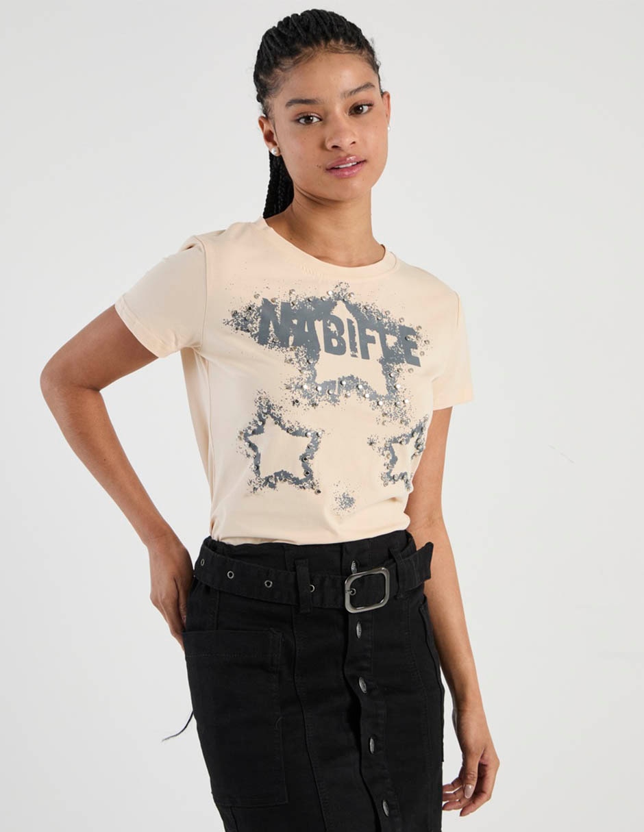 Playera manga corta cuello redondo para mujer