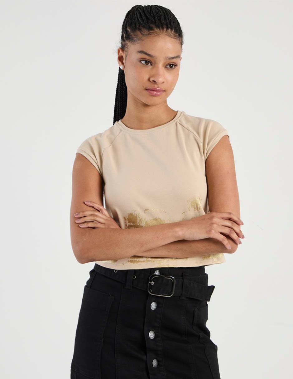 Playera manga corta cuello redondo para mujer