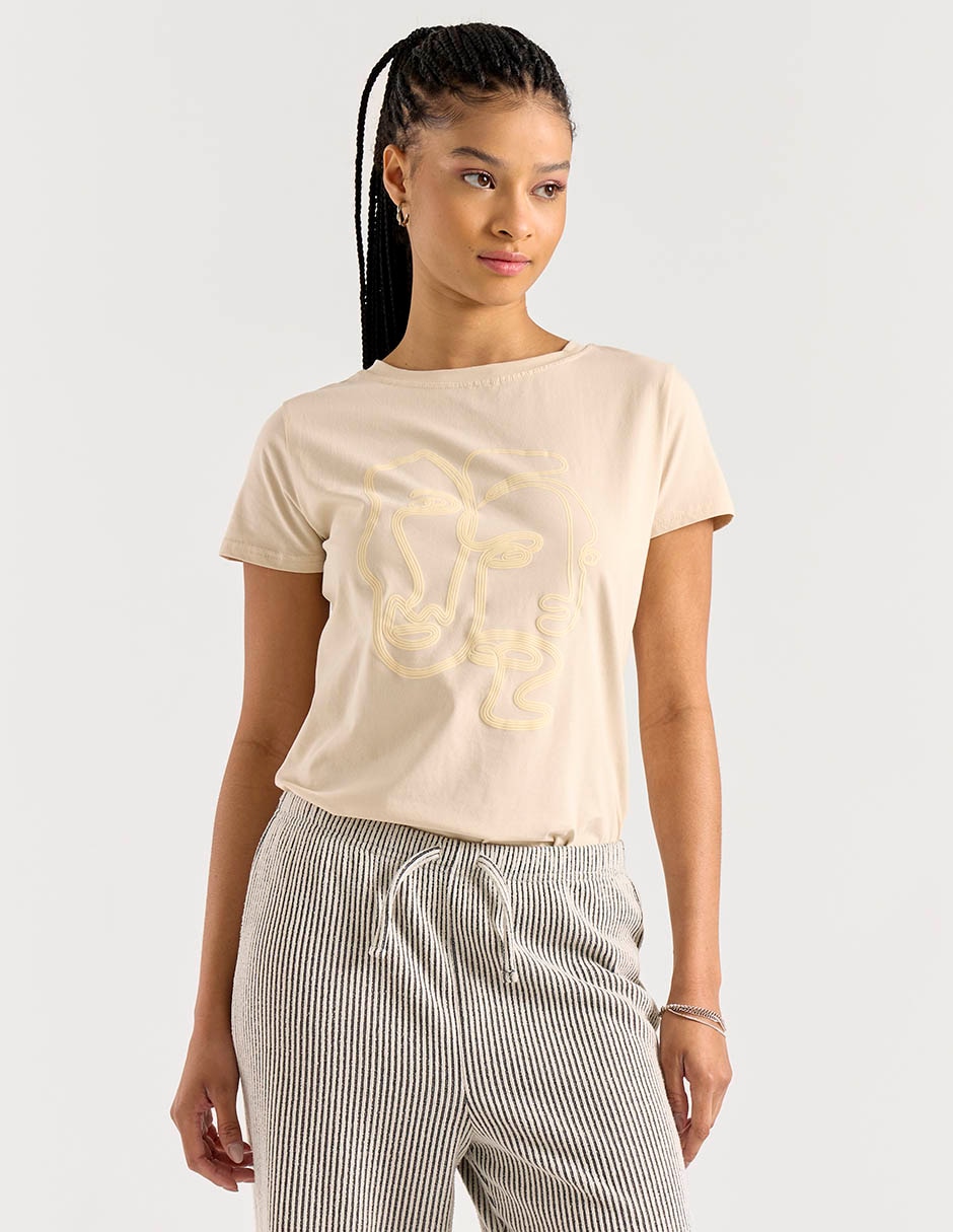 Playera manga corta cuello redondo para mujer