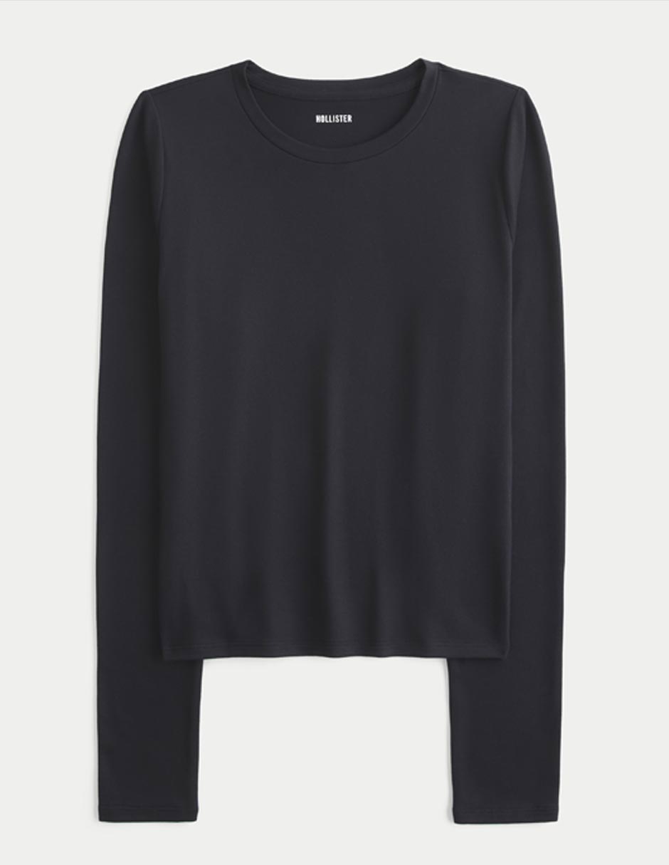 Playera manga larga cuello redondo para mujer