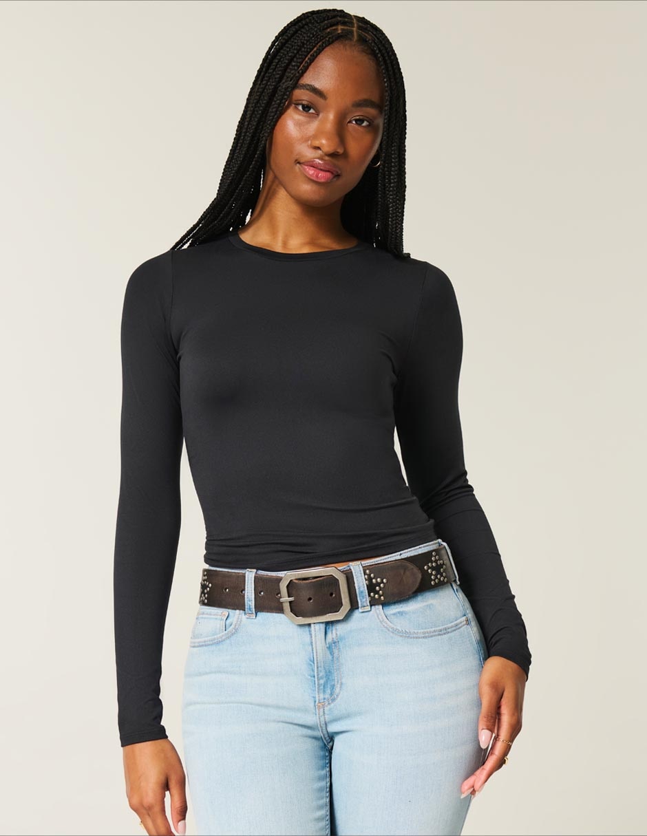 Playera manga larga cuello redondo para mujer 2