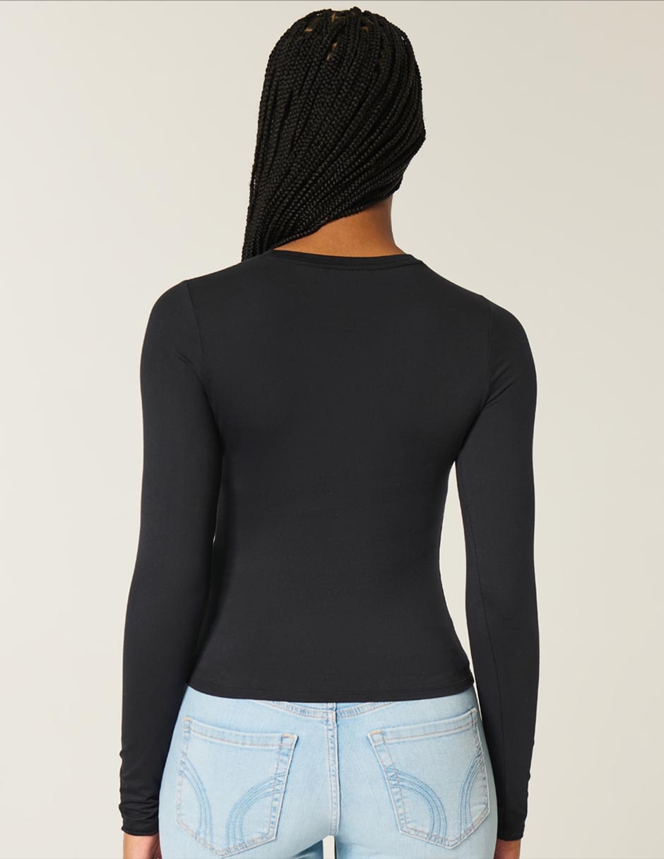 Playera manga larga cuello redondo para mujer 3