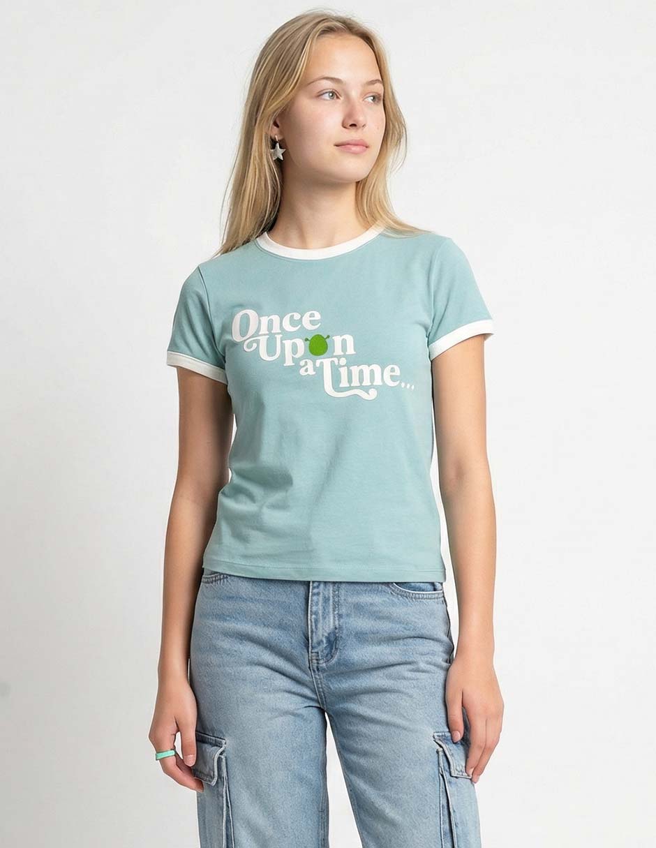 Playera manga corta cuello redondo Shrek: Once Upon a Time para mujer