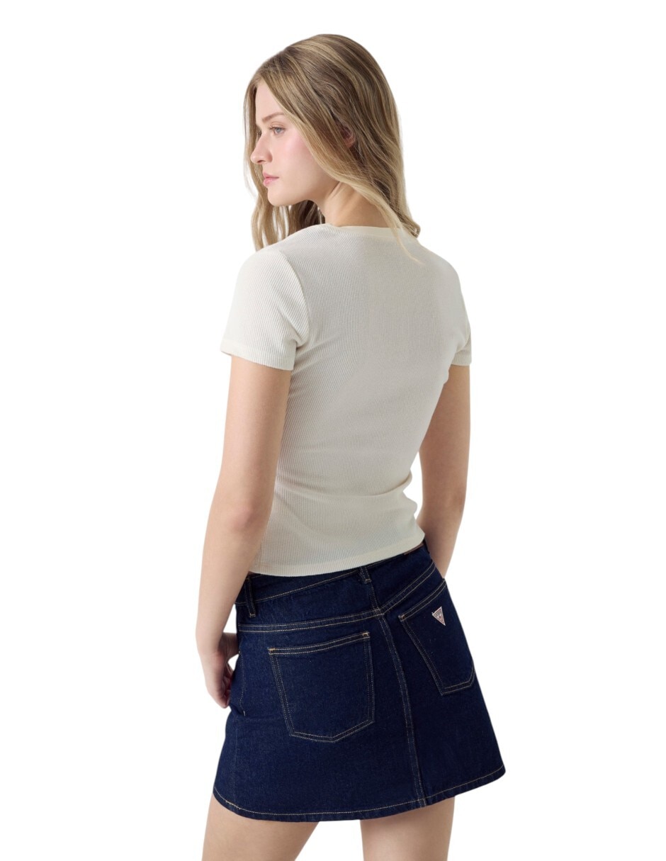 Blusa manga corta cuello redondo para mujer 2