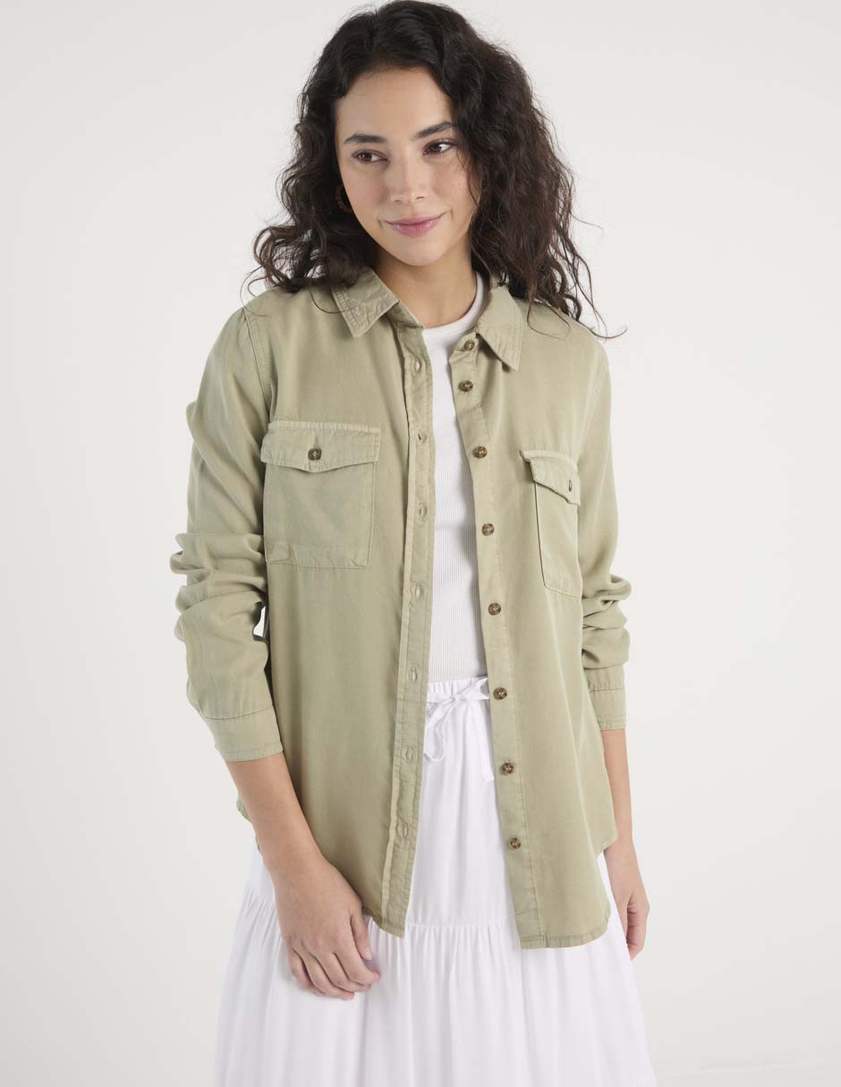 Blusa camisera Coffee Bean manga larga para mujer