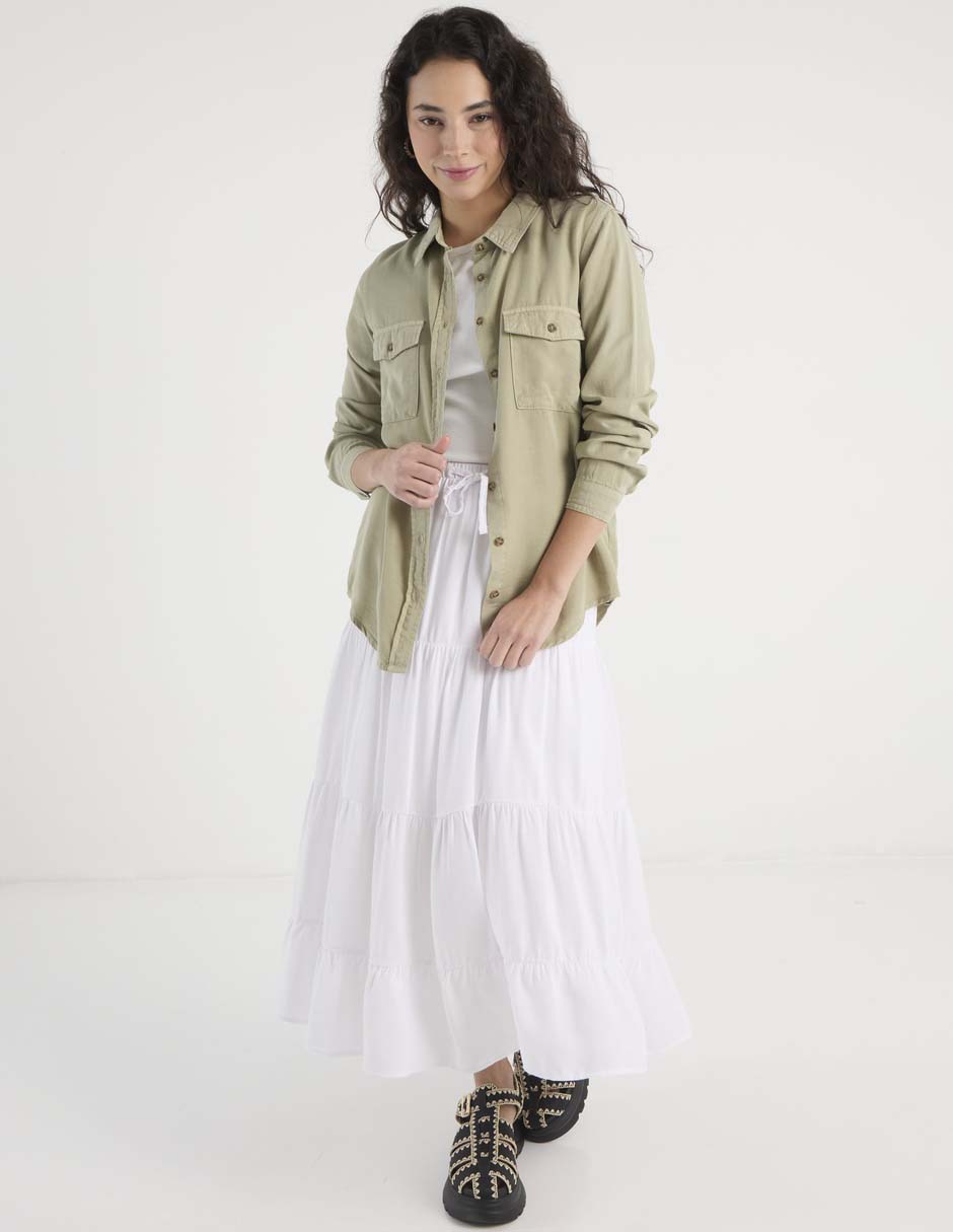 Blusa camisera Coffee Bean manga larga para mujer